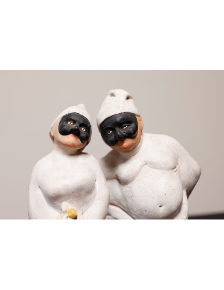 Coppia Pulcinella Innamorati Terracotta | Laboratorio71